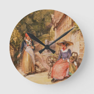 Peasants of the Black Forest Round Clock