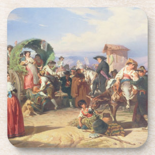 Peasants of the Campagna, 1860 (oil on canvas) Coaster
