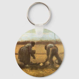 Peasants Planting Potatoes by Vincent van Gogh Key Ring