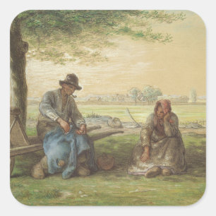 Peasants Resting Square Sticker