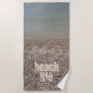 Pebble Beach Life Photography Ocean Add Text Towel