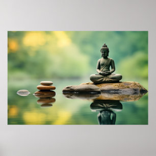Pebble Buddha Tranquil Peaceful Nature Poster