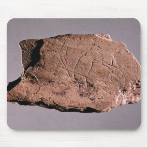 Pebble depicting a man being attacked by a bea mouse pad