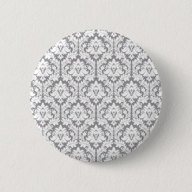 Pebble Grey Damask Pattern 6 Cm Round Badge (Front)