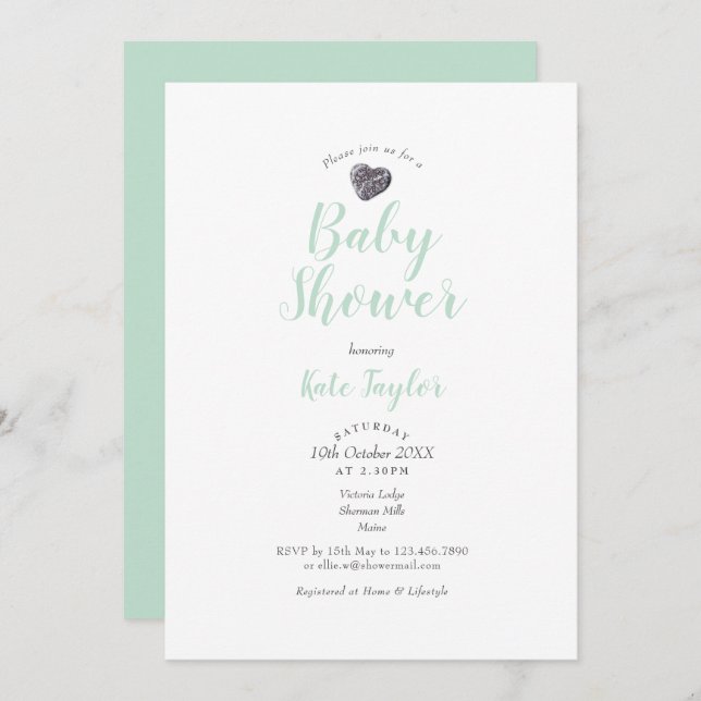 Pebble Heart Baby Shower / Sprinkle Invitation (Front/Back)
