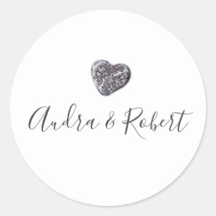 Pebble Heart Discovery Wedding Classic Round Sticker