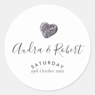 Pebble Heart Discovery Wedding Classic Round Sticker