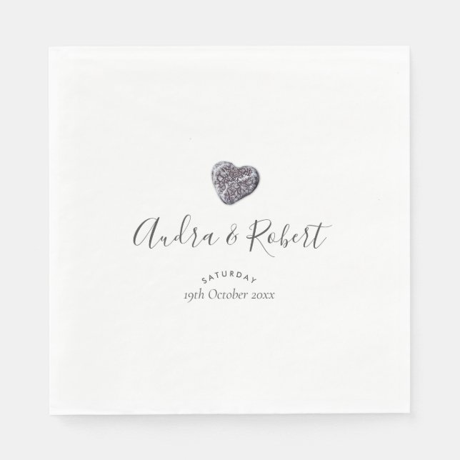Pebble Heart Discovery Wedding Napkin (Front)