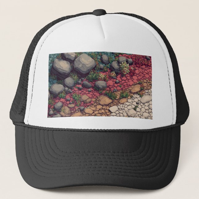 Pebble path pixel art trucker hat (Front)