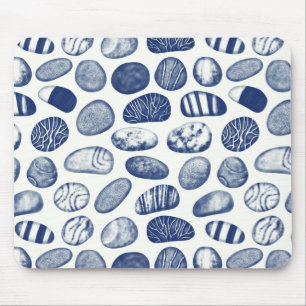 Pebble Pattern - Cyanotype Effect Mouse Pad