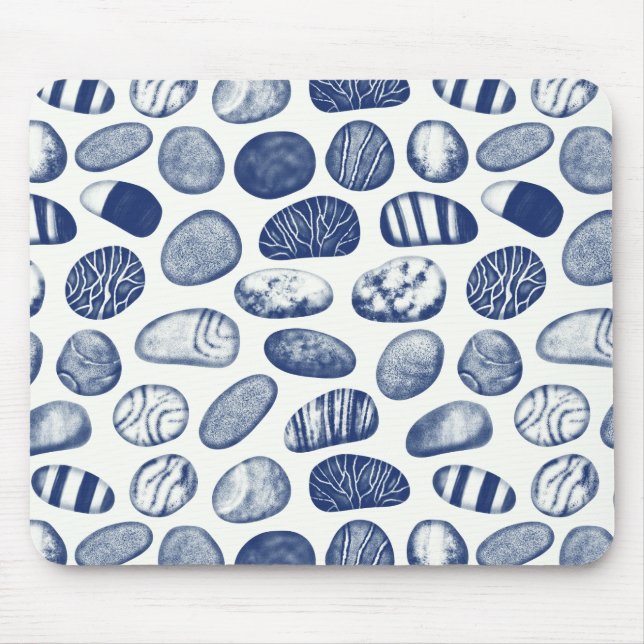 Pebble Pattern - Cyanotype Effect Mouse Pad (Front)