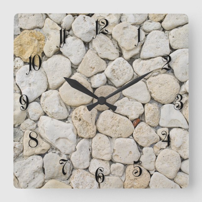 Pebble pattern square wall clock (Front)