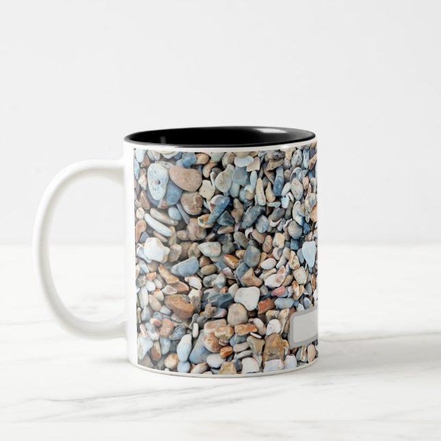 Pebble Stone design Two-Tone Coffee Mug (Left)