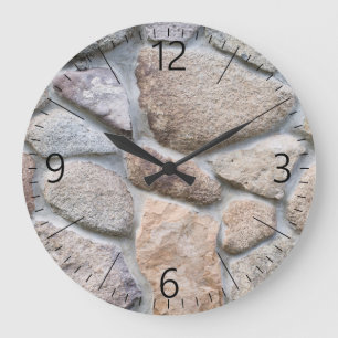 Pebble stone wall background large clock