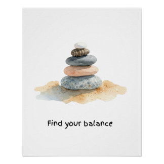 Pebble Stones Find Your Balance Poster