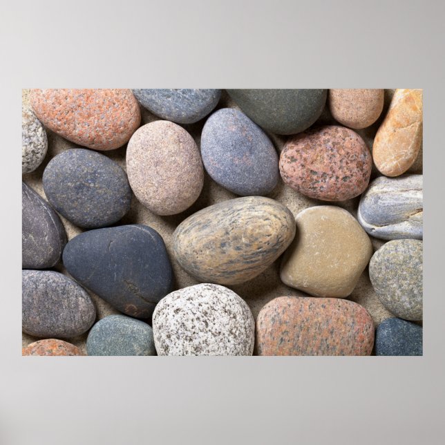 Pebble Stones On Sand For Background Poster (Front)