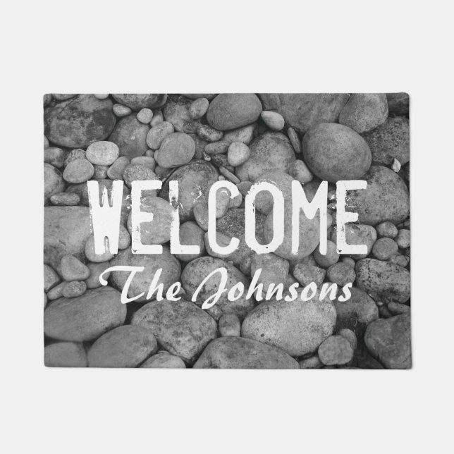 Pebble stones or custom photo image door mat (Front)
