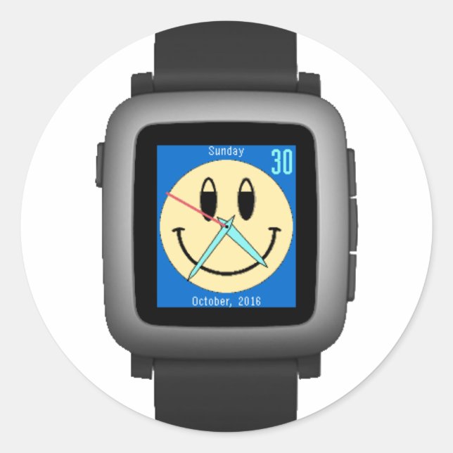 Pebble Time Black Classic Round Sticker (Front)