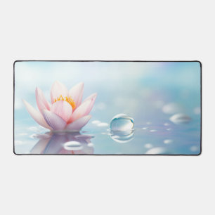 Pebble Water Flowers Tranquil Peaceful Desk Mat