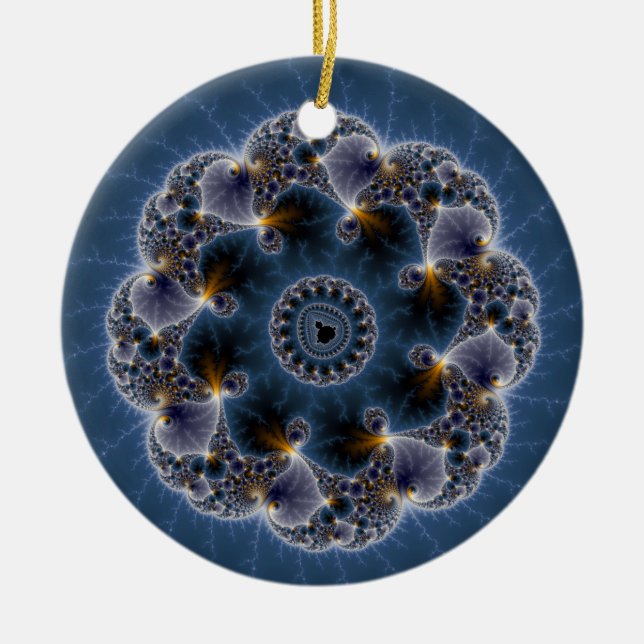 Pebbled Fractal Art Ceramic Tree Decoration (Front)