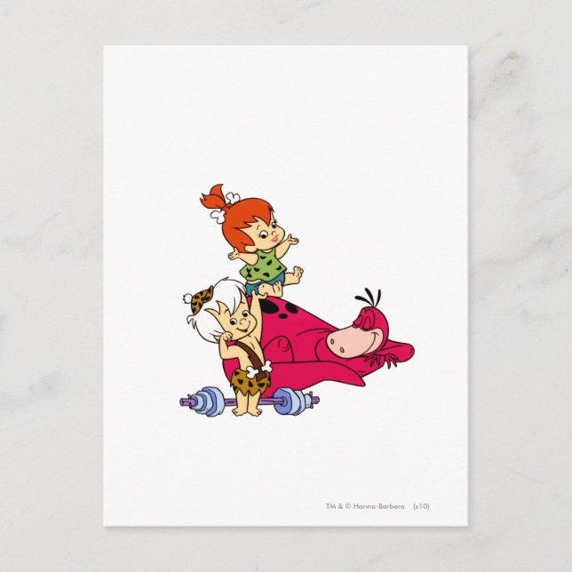 PEBBLES™ and Bam Bam  and Dino Playtime Postcard (Front)