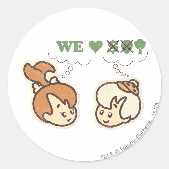 PEBBLES™ and Bam Bam Loves Nature Classic Round Sticker (Front)
