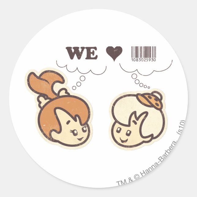 Pebbles and Bam Bam We Love Classic Round Sticker (Front)