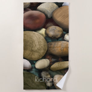 Pebbles and name beach towel