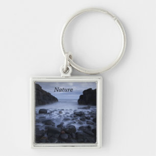 Pebbles and Rocks along the Ocean Shoreline Keycha Key Ring