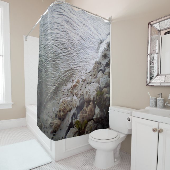 Pebbles At The beach Shower Curtain (In Situ)