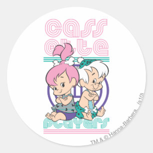 PEBBLES™ & BAM-BAM™ Cassette Players Classic Round Sticker