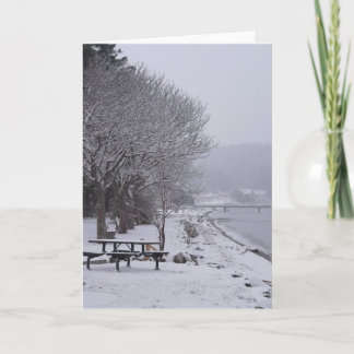 Pebbles Beach Winter Scene 2 Holiday Card