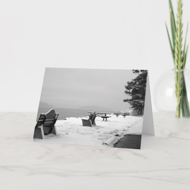 Pebbles Beach Winter Scene 3 Holiday Card (Front)