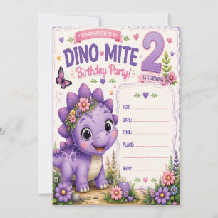 Pebbles' Dino-Mite 2nd Birthday Invitation
