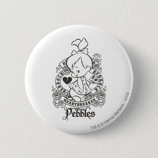 PEBBLES™ Heartbreaker B&W 6 Cm Round Badge (Front)