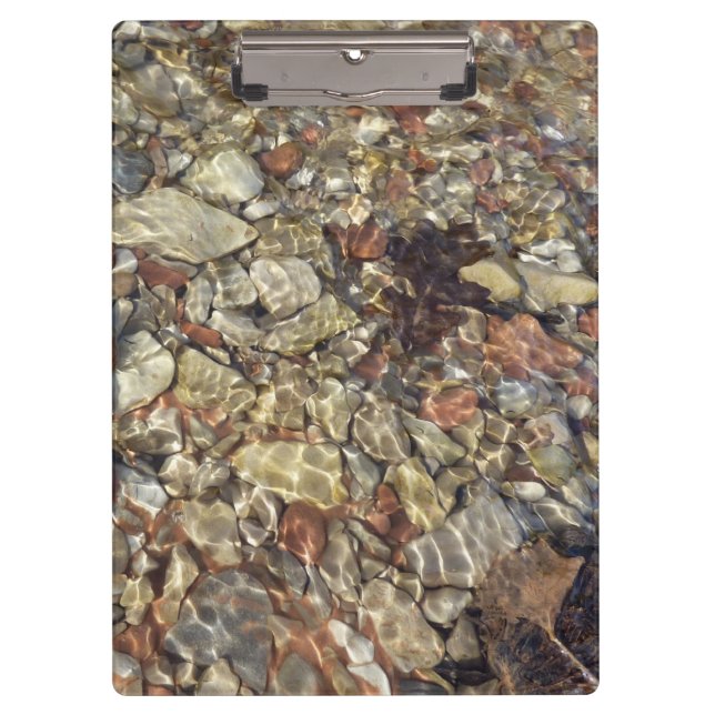 Pebbles in Taylor Creek Nature Photography Clipboard (Front)