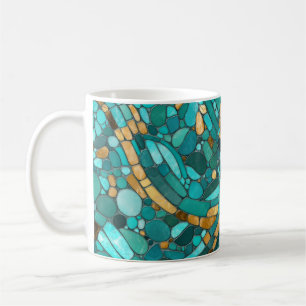 Pebbles Mosaic Art -Emerald and Gold  Coffee Mug