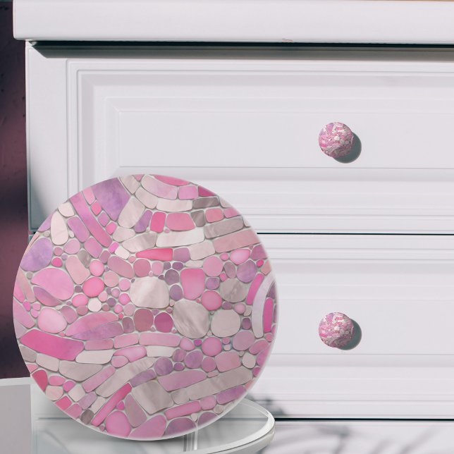 Pebbles Mosaic Art - Rose Blush Pink Ceramic Knob (Creator Uploaded)