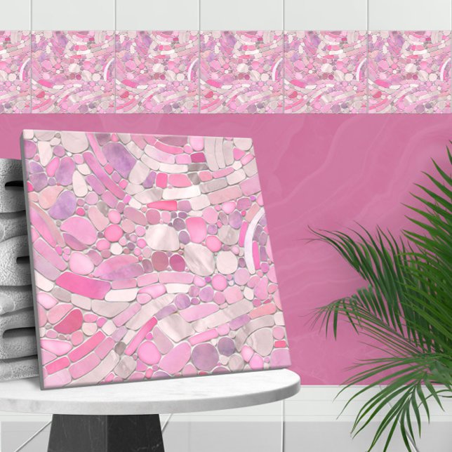 Pebbles Mosaic Art - Rose Blush Pink Ceramic Tile (Creator Uploaded)