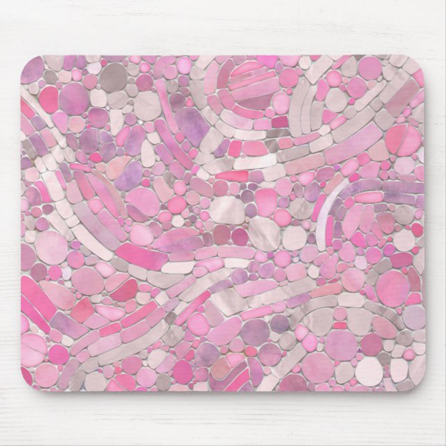 Pebbles Mosaic Art - Rose Blush Pink Mouse Pad (Front)