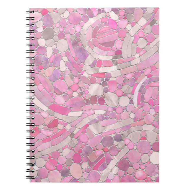 Pebbles Mosaic Art - Rose Blush Pink Notebook (Front)