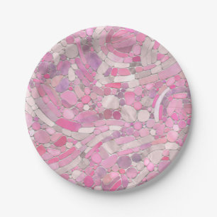Pebbles Mosaic Art - Rose Blush Pink Paper Plate