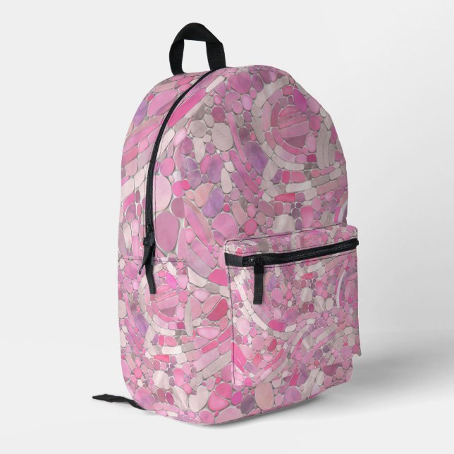 Pebbles Mosaic Art - Rose Blush Pink Printed Backpack (Back Corner Left)