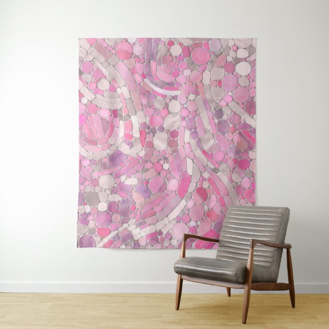 Pebbles Mosaic Art - Rose Blush Pink Tapestry (In Situ)