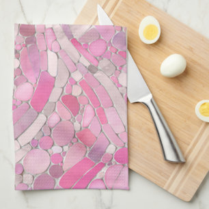 Pebbles Mosaic Art - Rose Blush Pink Tea Towel