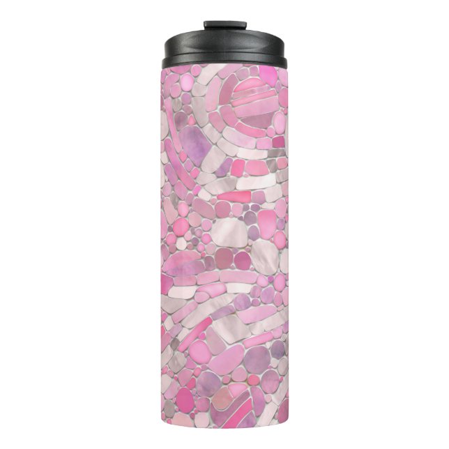 Pebbles Mosaic Art - Rose Blush Pink Thermal Tumbler (Front)