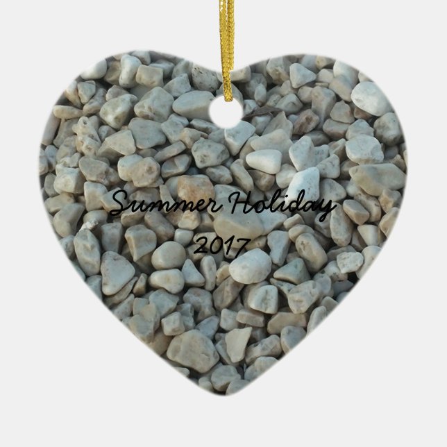 Pebbles on Beach Stone Photography Ceramic Ornament (Front)