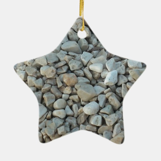Pebbles on Beach Stone Photography Ceramic Tree Decoration (Back)