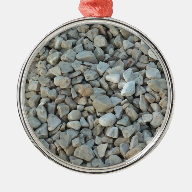 Pebbles on Beach Stone Photography Metal Ornament (Front)
