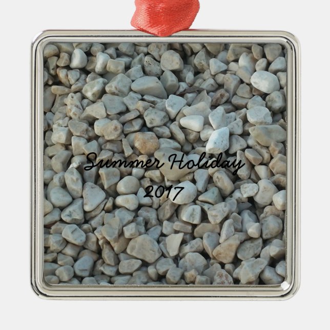Pebbles on Beach Stone Photography Metal Tree Decoration (Front)